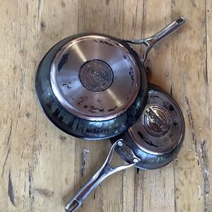 2pc Anolon Nouvelle Copper Enhanced  Induction Pans skillets 10 and 8.5 inch